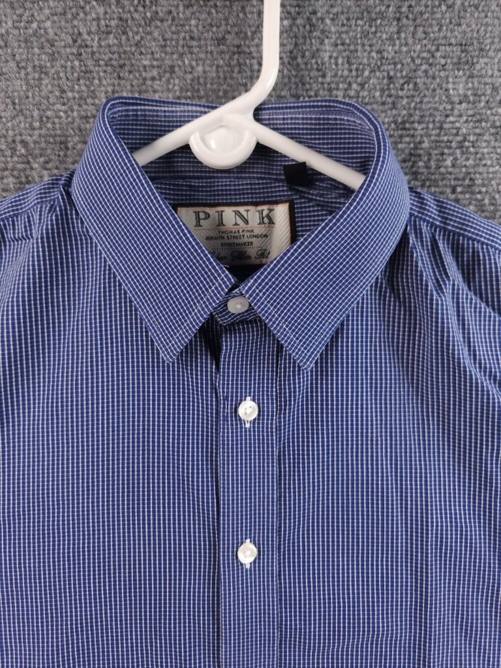 Thomas Pink Slim 15.5 Nylon Cotton Spandex Check About Town Point Blue Pocket